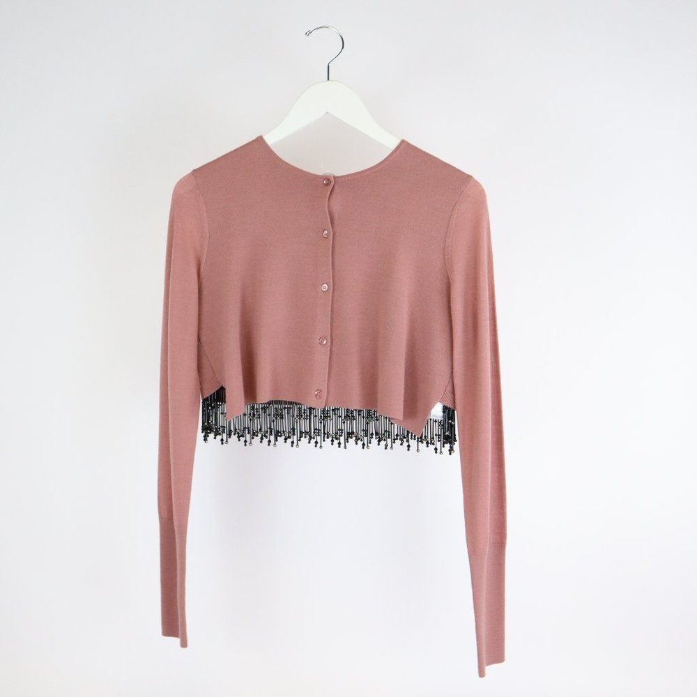 Dorothee Schumacher Cropped Bead Fringe Cardigan